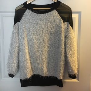 Brand new white and black sheer sweater