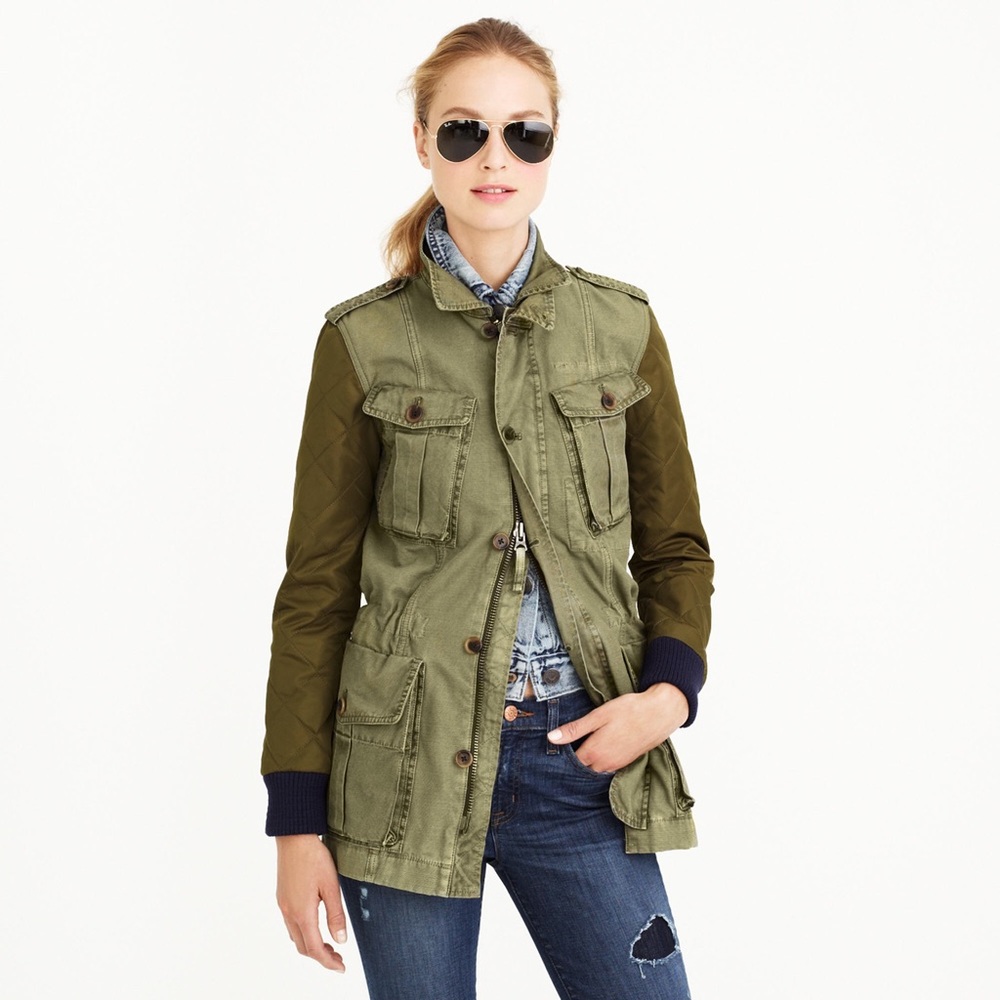 J crew long bomber jacket