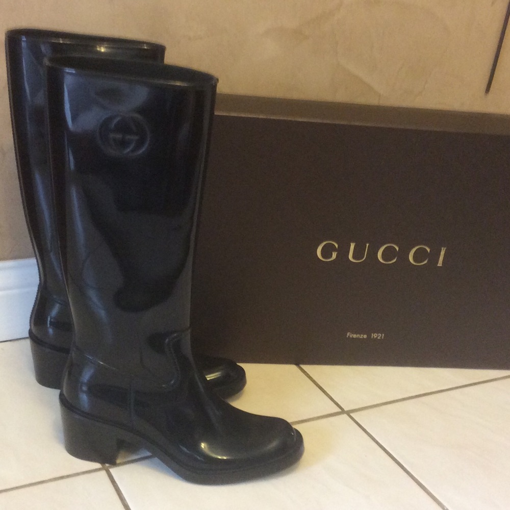 Gucci black rain boots
