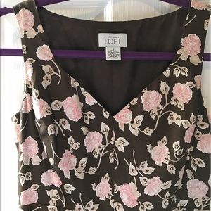 Ann Taylor loft dress size 0 brown pink flowers