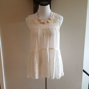 Ivory Sleeveless Eyelet Tunic