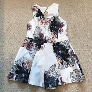 Floral patterned deep V romper