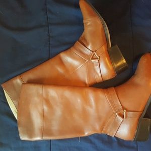 Brown leather boots