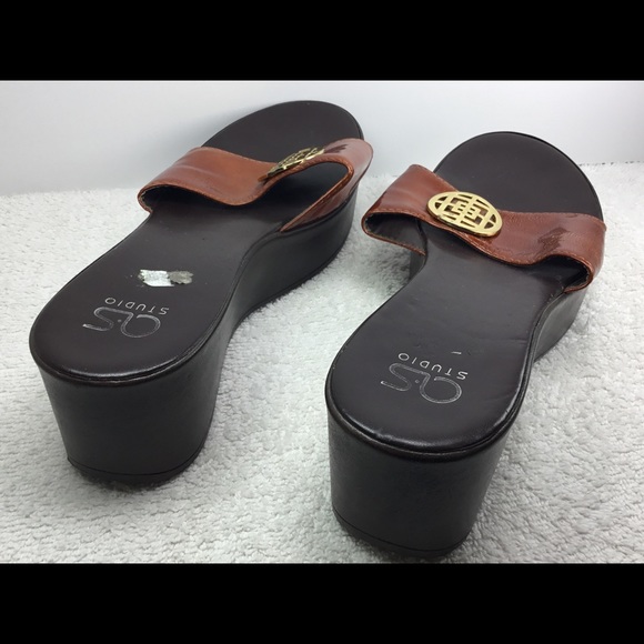 A S studio leather sandals Italy wedge slides 9 - Picture 3 of 8