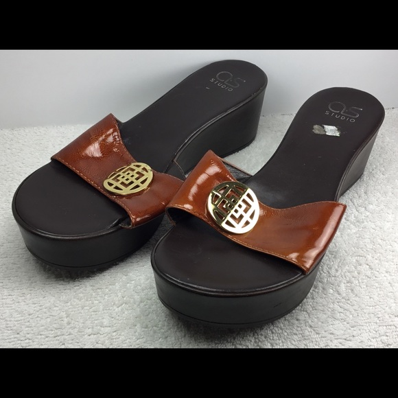 A S studio leather sandals Italy wedge slides 9 - Picture 5 of 8