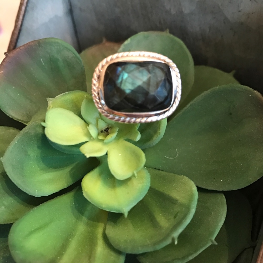 Faceted Labradorite sterling silver ring