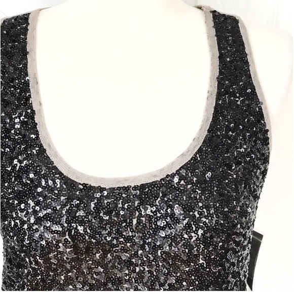 INC International Concepts Tops - NWT INC Black Sequins Tan Tank Top