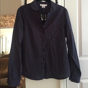 Dotted Navy Blue Button Down