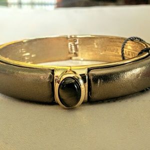 New Vince Camuto Gold Leather Tigers Eye Bracelet
