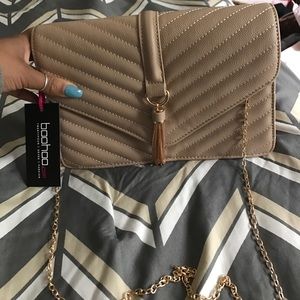 Nude cross body purse