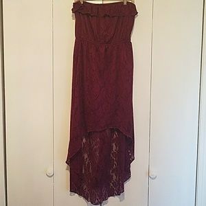 Dots Lace high low dress