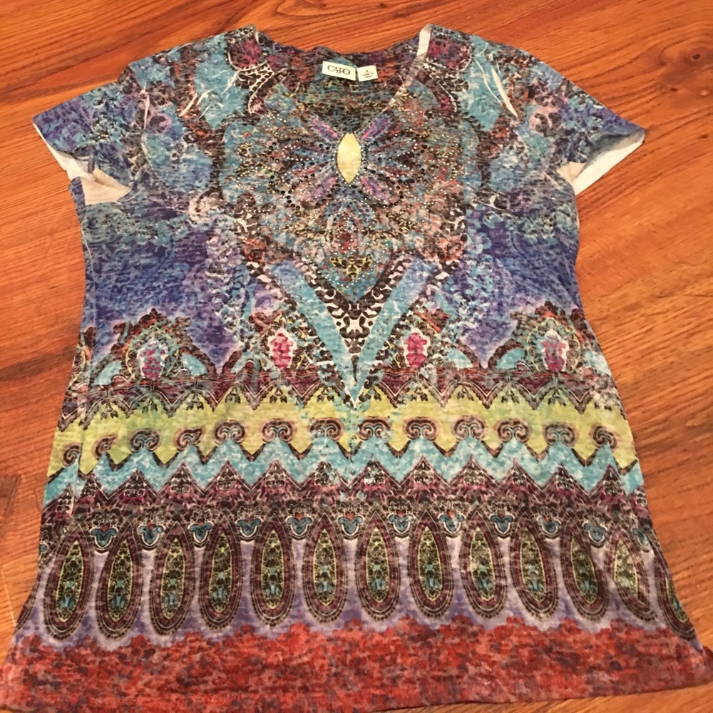 Cato brand - Med multi-colored embellished top