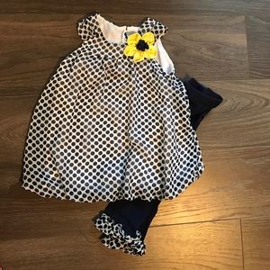 Rare Editions Polka Dot top with leggings 18mo