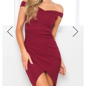 Showpo Wine off the shoulder cocktail dress