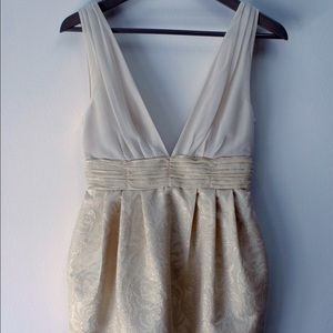 Womens cream cocktail dress with floral appliqué