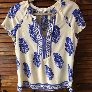 Fun2Fun ivory and blue medium blouse Stitch Fix