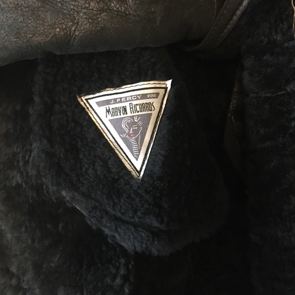 Leather Pile-lined Shawl Collar Coat - Picture 2 of 3