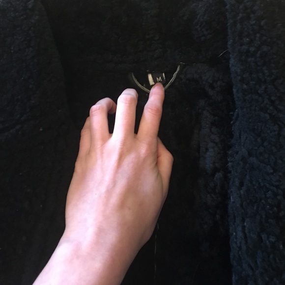 Leather Pile-lined Shawl Collar Coat - Picture 3 of 3