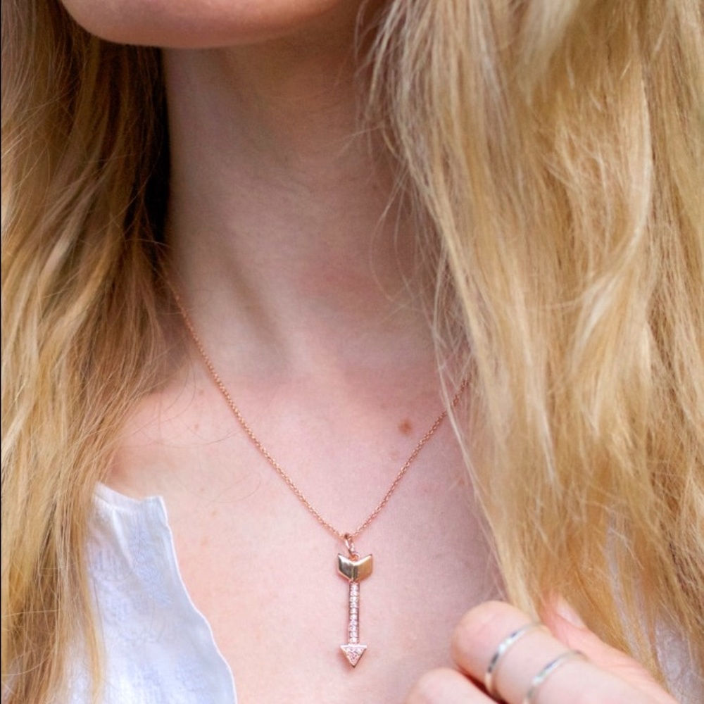 Rebecca Minkoff rose gold plated arrow necklace