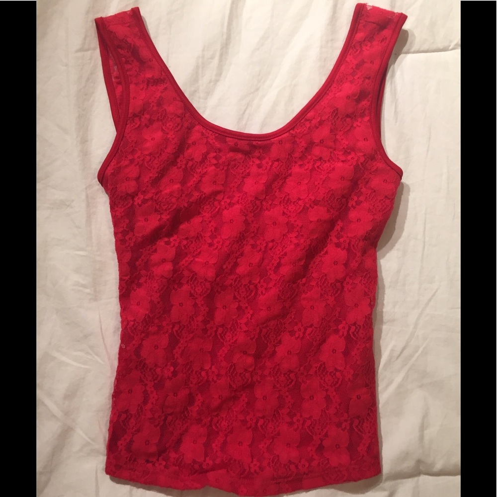 Bright Red Lace Top