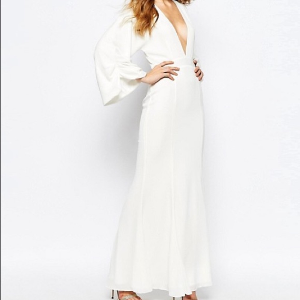 Fame and Partners Winged Goddess Plunge Maxi Dress