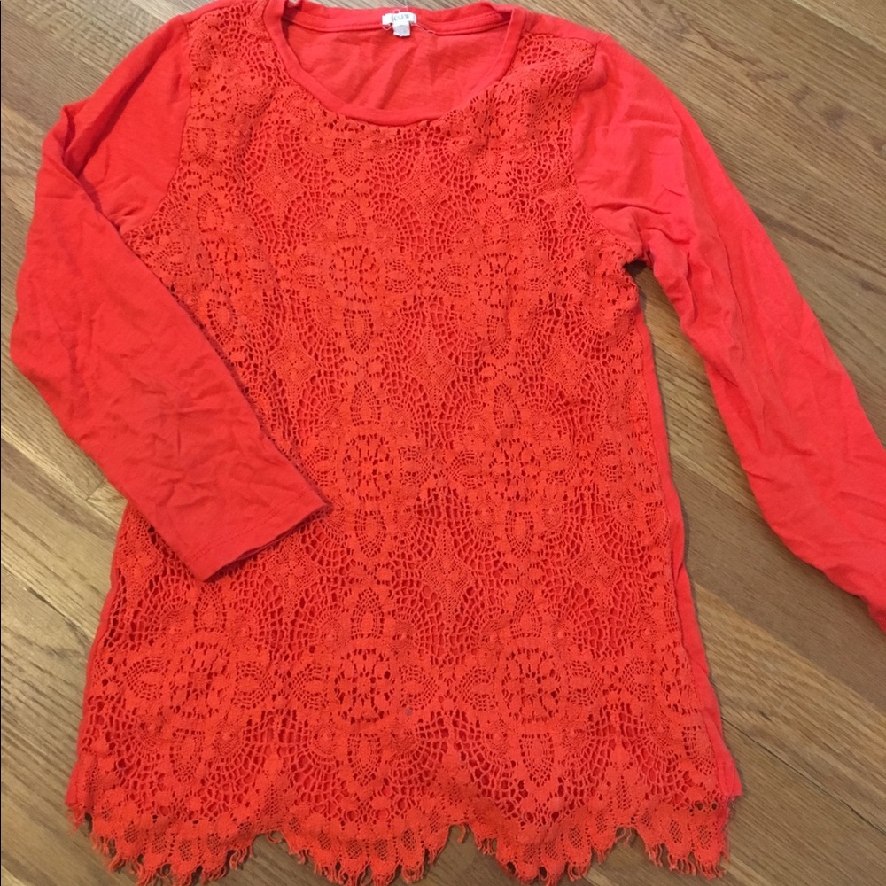 J. Crew orange lace top