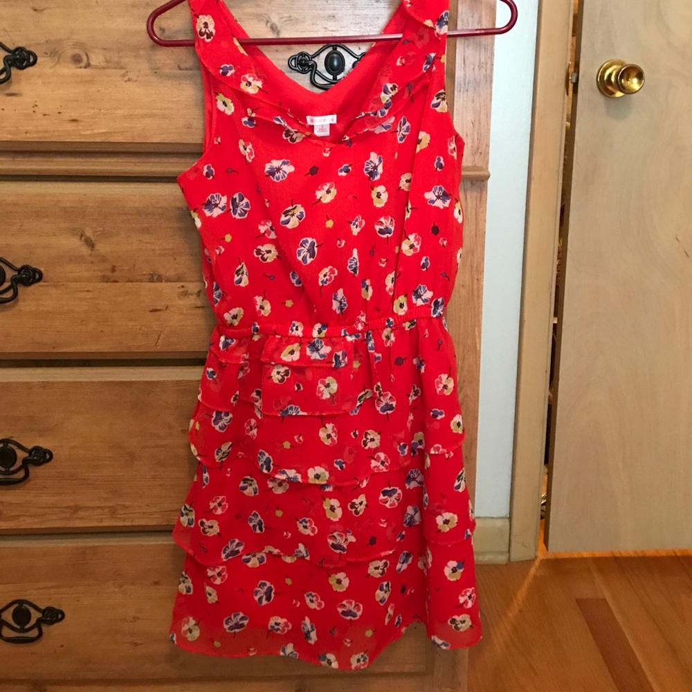 Women's Small red summer dress with flower print