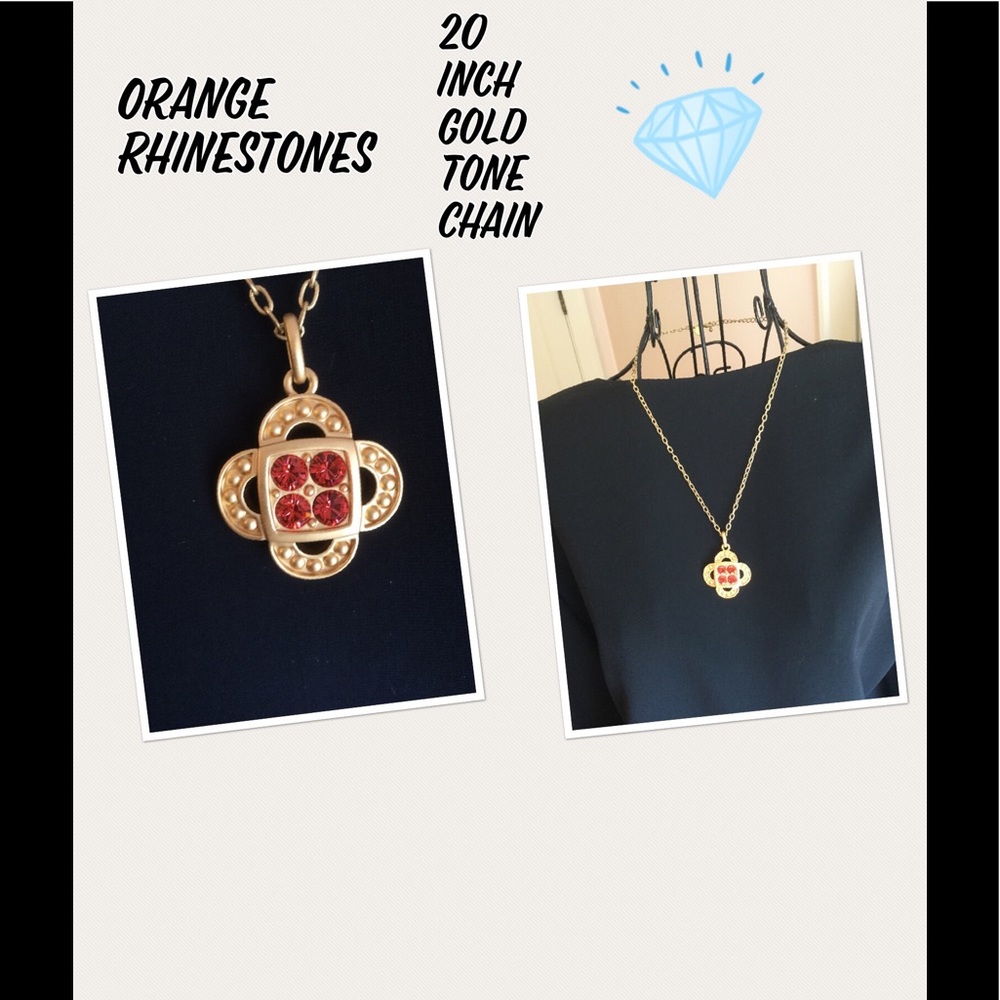 Orange Rhinestones Necklace