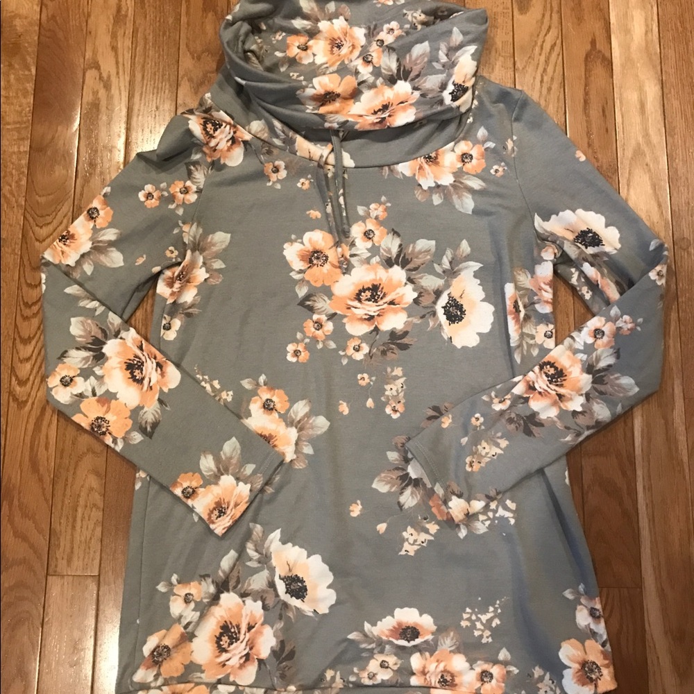Cowl Neck Floral Boutique Sweater