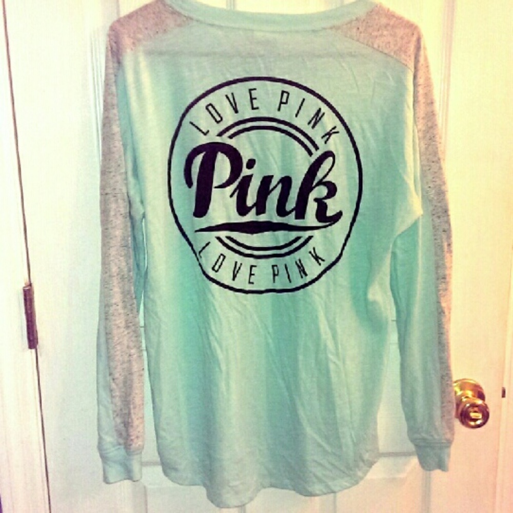 Victoria's Secret PINK Xs mint long sleeve crew