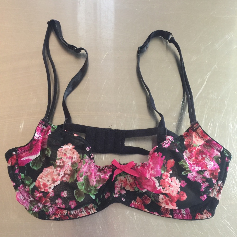 Sexy Black Floral Underwire Bra