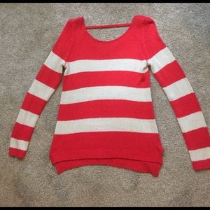 NWOT orange and white sweater.