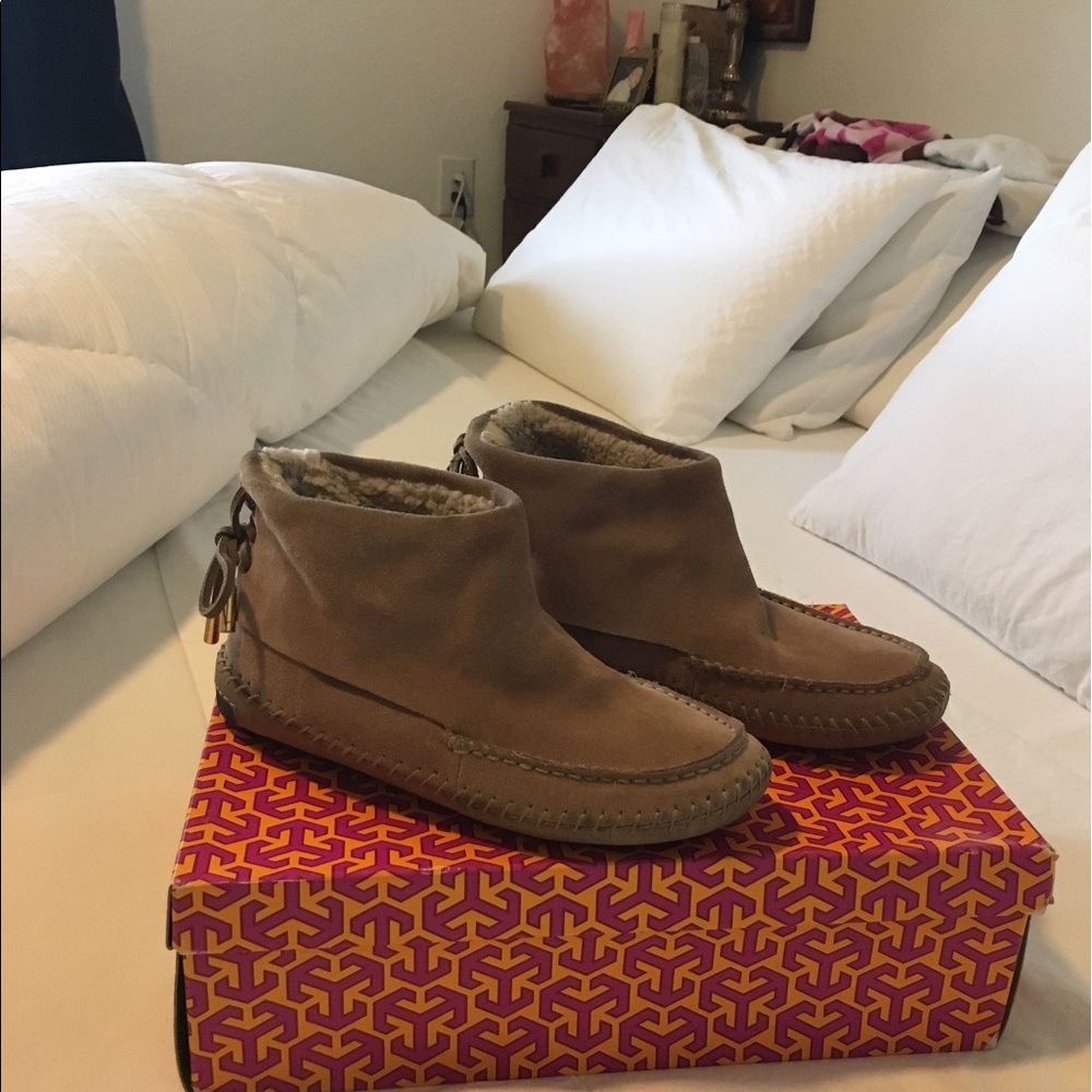 Tory Burch mocassin suede ankle booties