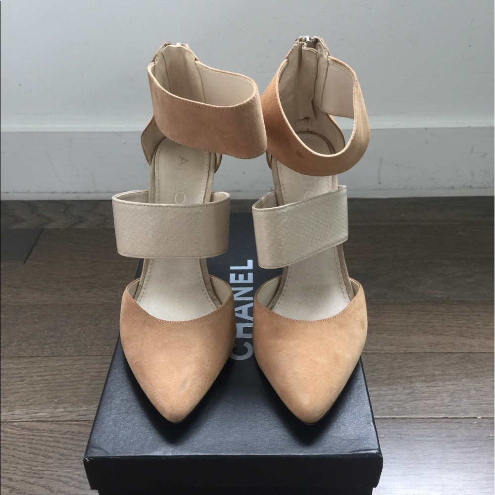 Aldo Triple-band Nude Heels
