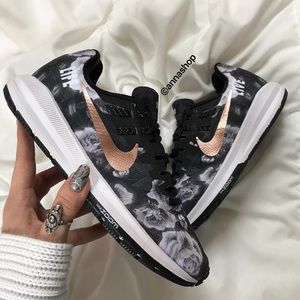 white nike with rose gold swoosh