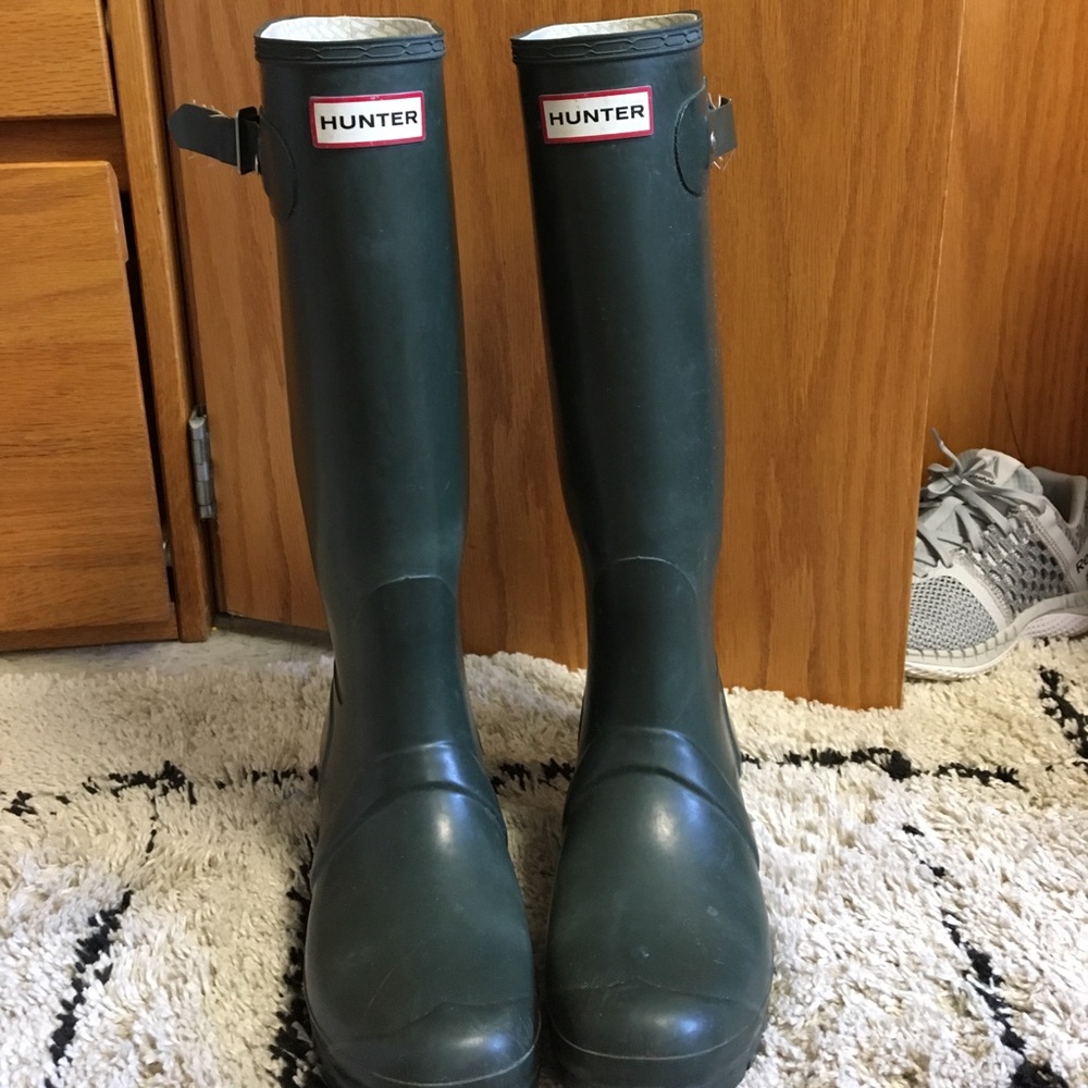Hunter green hunter rain boots original tall