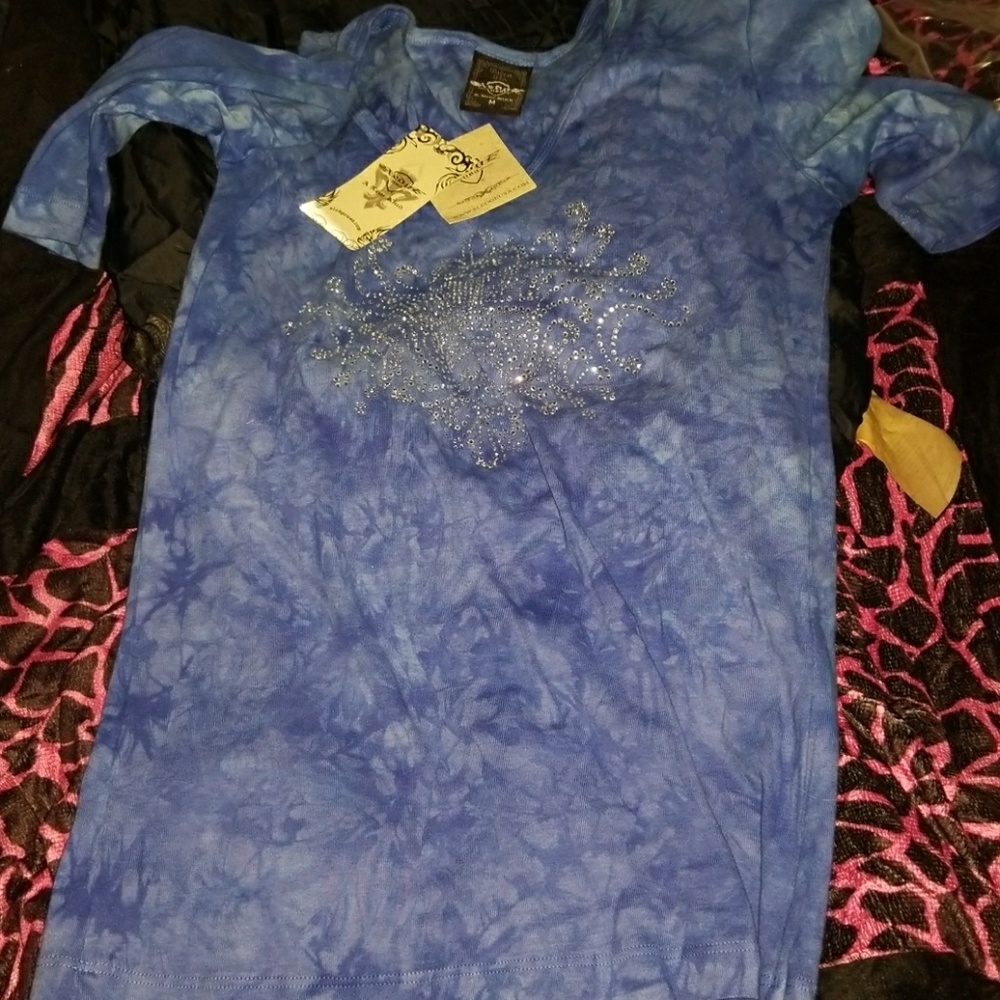 Sledge blue shirt w/rinestones