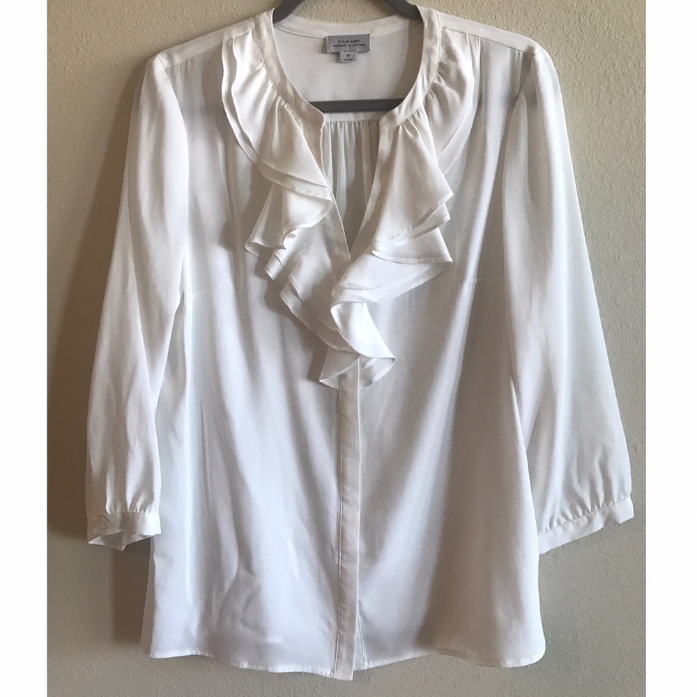 Long sleeve white Tahari blouse