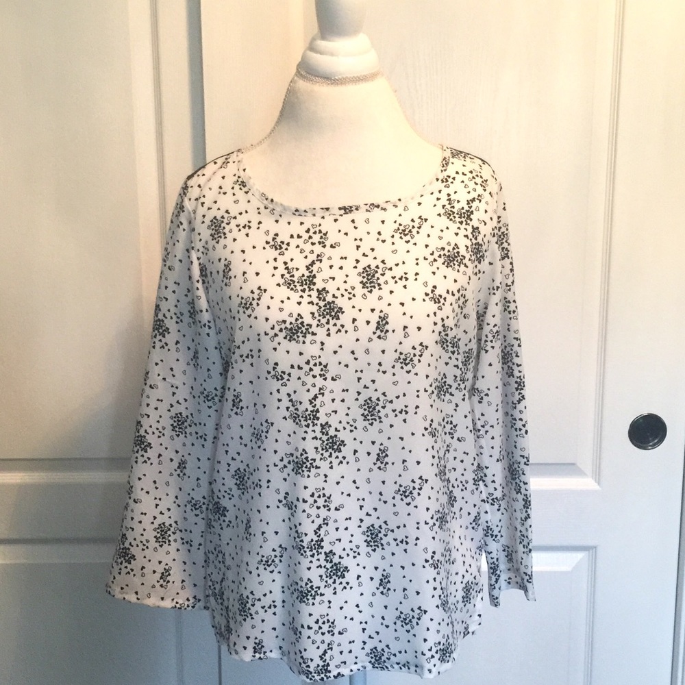 Lexia Lena White Heart Pattern Blouse