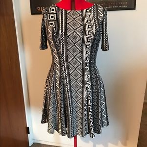 Black and White Print A-Line Dress