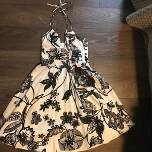 Black and white floral halter dress Size 0