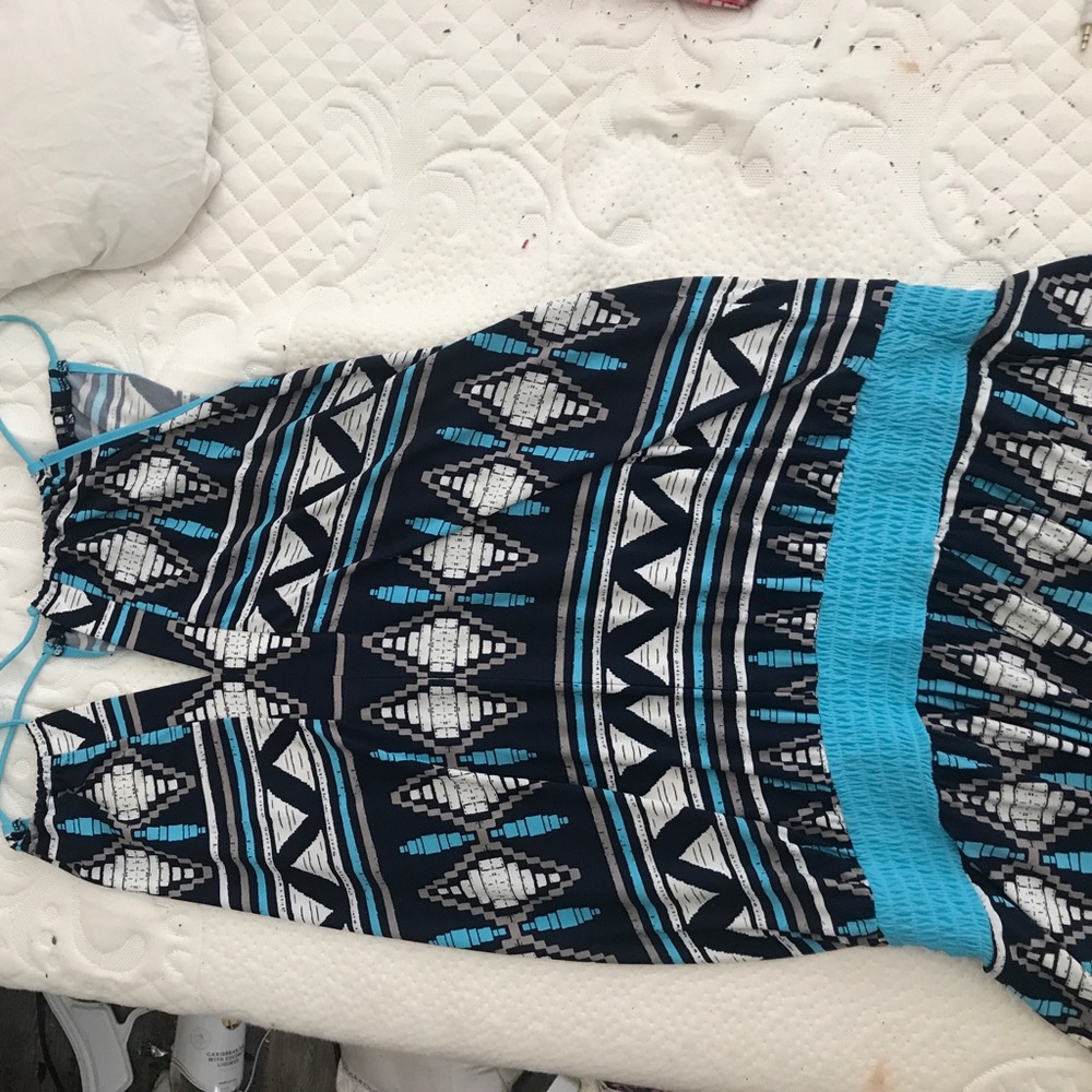 Blue Aztec pattern Romper