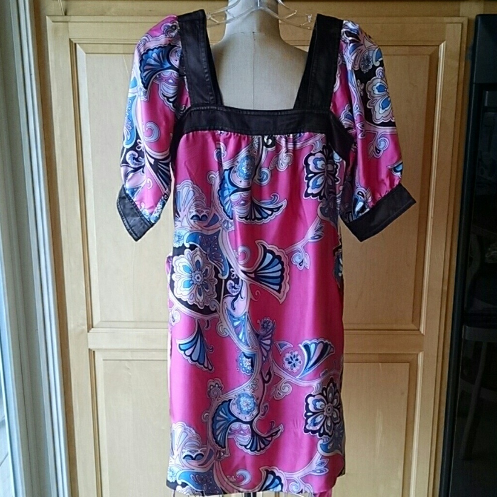 Banana Republic pink & brown silk dress