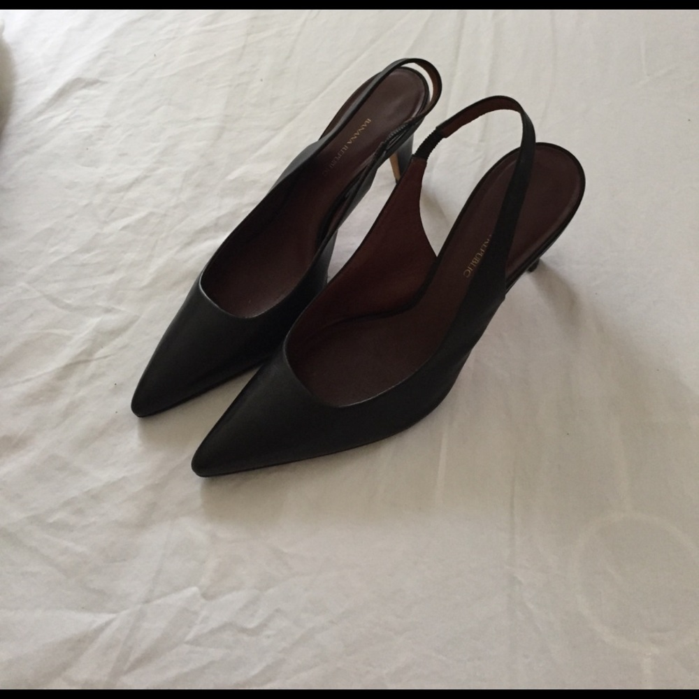 Shoes, sling backs, leather