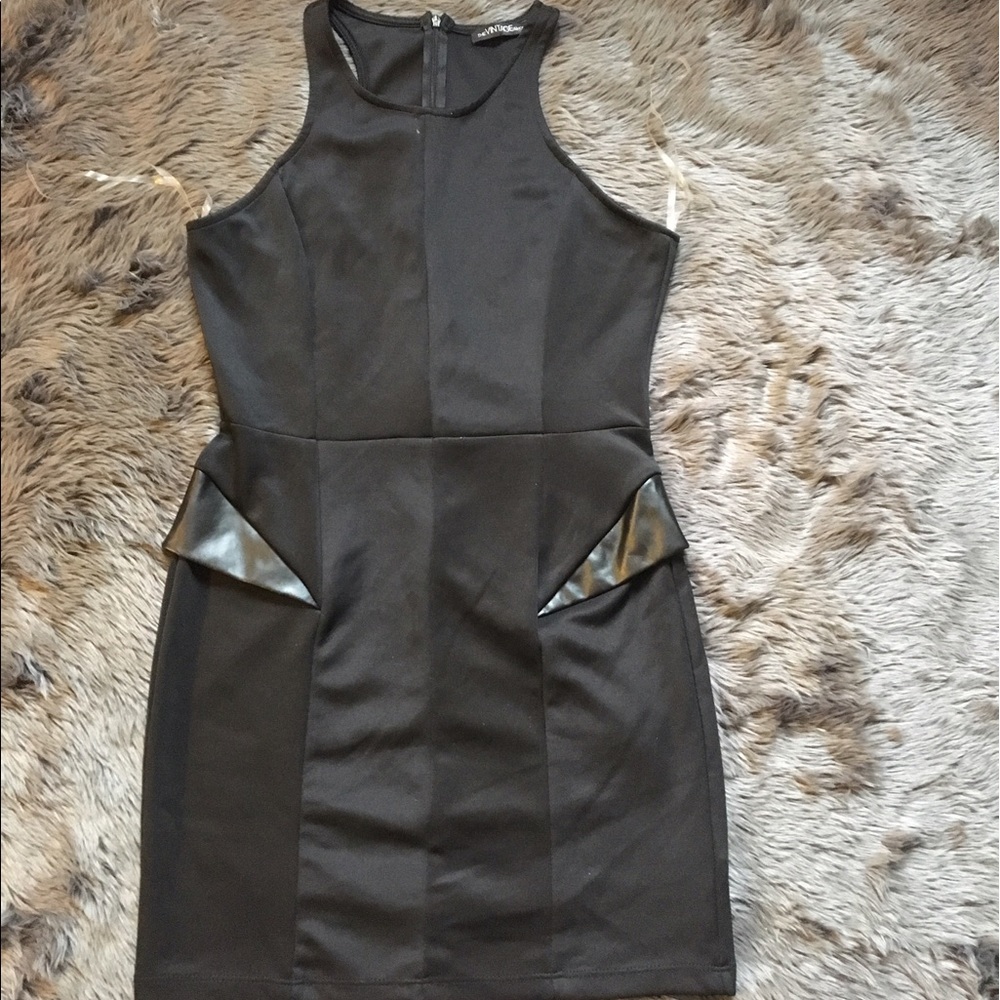 ⭐️ Black racerback dress with leather peplum sides