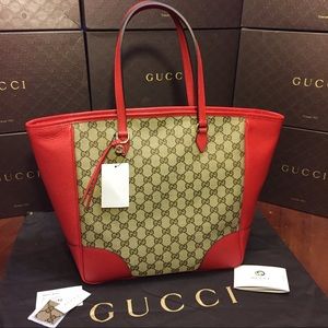 NEW Gucci Original GG Canvas with Red Leather