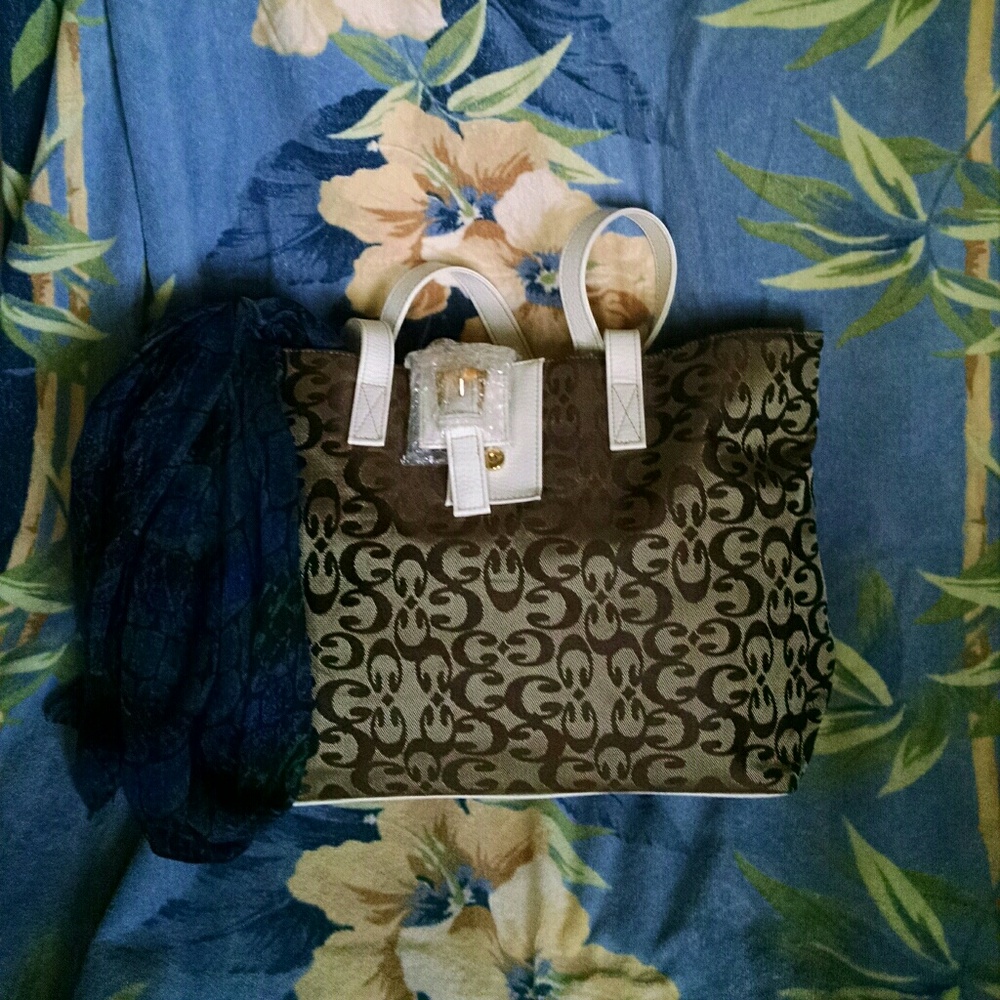 New! Bamboo Buckle leather & canvas tote