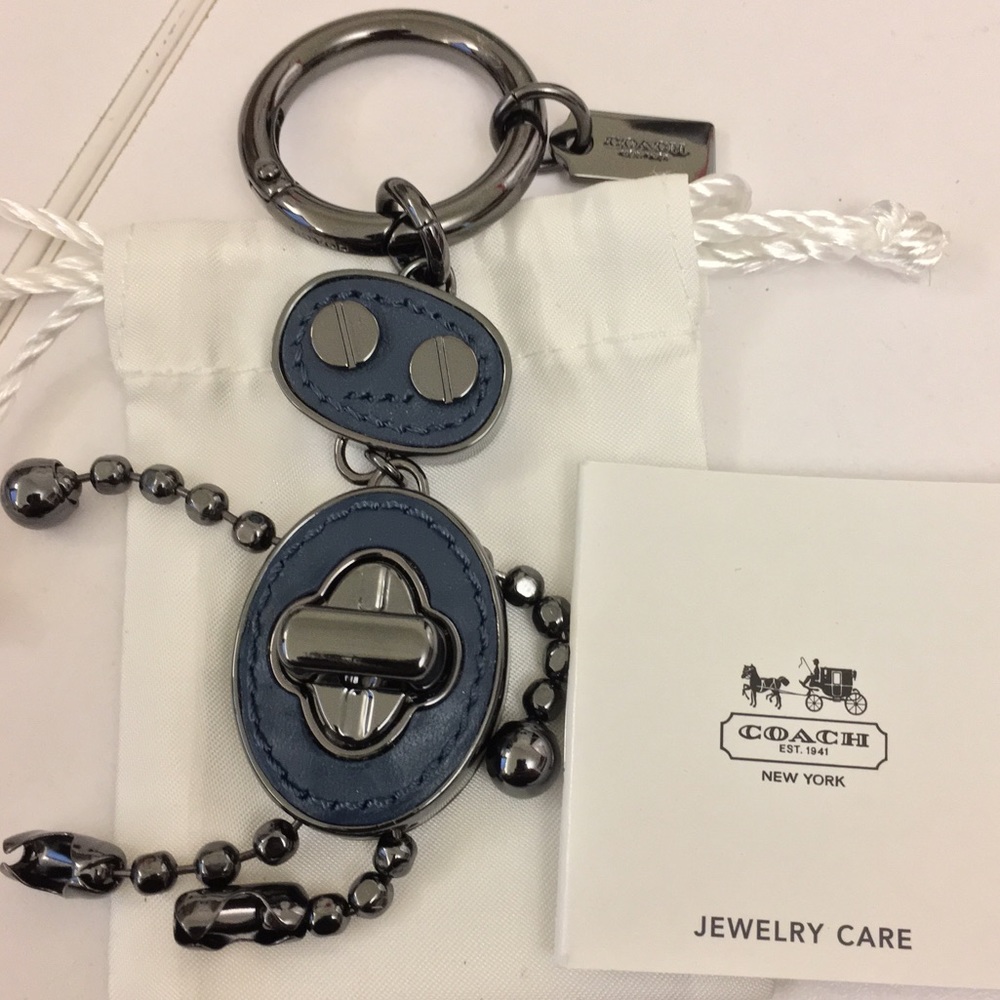 Coach Denim Leather Inlay Robot Bag Charm, NEW