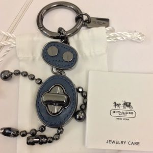 Coach Denim Leather Inlay Robot Bag Charm, NEW
