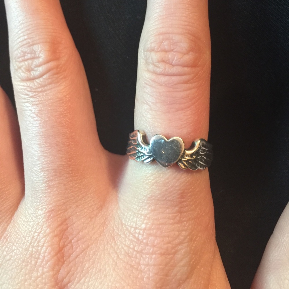 James Avery sterling silver heart with wings ring